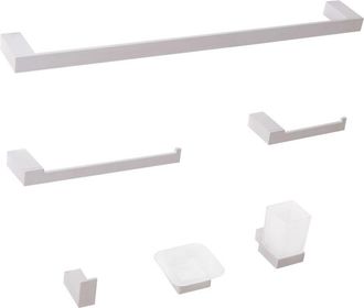 Beliani Beliani - Conjunto De 6 Accesorios De Ba&ntilde;o Minimalista De Aluminio Con Vaso Y Jabonera Plateado Tumaco