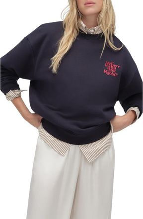 Favorite Daughter x Nobody Wants This Hot Rabbi Crewneck Sweatshirt in Navy at Nordstrom, Size X-Small