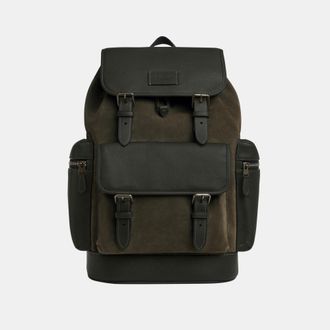 Coach Mens Sprint Backpack in Suede - Dark Green - One Size
