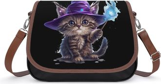 Generic Magical Wizard Cat Fantasy Kitten Crossbody Bags for Women Shoulder Messenger Bag Purse Handbags