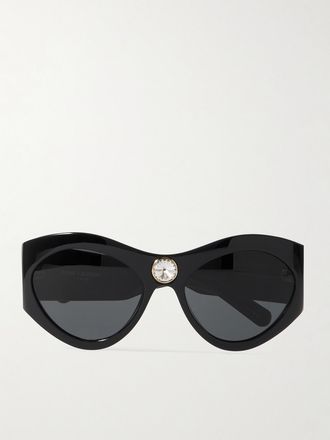 Saint Laurent Eyewear Occhiali Da Sole In Acetato Con Montatura Cat-eye E Cristalli Esther - Nero