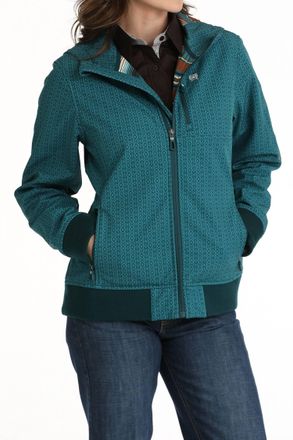 Cinch Womens Geo Print Hooded Jacket In Teal