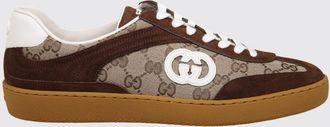Gucci Sneakers G75 in camoscio e canvas con monogram GG jacquard