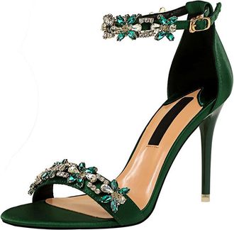 Generic High Heels for Women Diamante Stiletto Heel 9CM Sexy Ladies Sandals Pointed Toe Ankle Strap Party Shoes-numeric_2_point_5