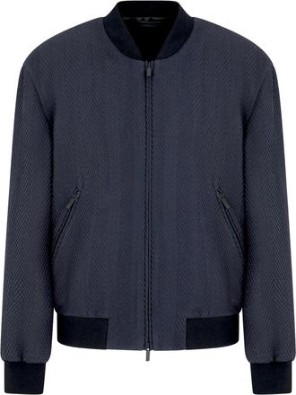 Giorgio Armani Bomber in misto seta - Blu