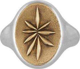 John Varvatos Mens Artisan Sterling Silver & Brass Signet Ring in Mix at Nordstrom, Size 10