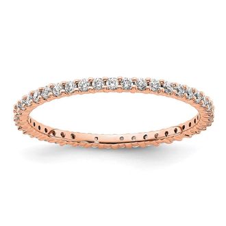 Diamond2Deal 14k Rose Gold Polished Shared Prong 1/2 Ct Diamond Eternity Band Ring