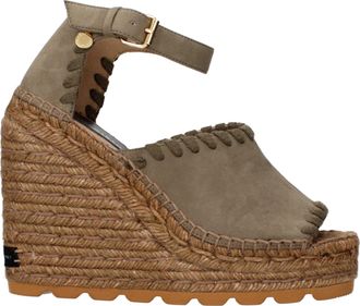 Stella McCartney Green Leather Wedge Womens Sandals