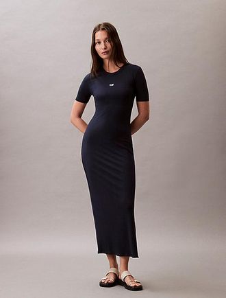 Calvin Klein Vestido Midi De Canal&eacute; El&aacute;stico De Modal