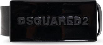 Dsquared2 Zwart Leren Plaque Riem - Heren - Riemen - Zwart - 90 CM - Leer - Accessoires
