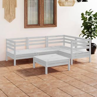 vidaXL Juego De Muebles De Jard&iacute;n 5 Piezas Madera Maciza Pino Blanco Vidaxl