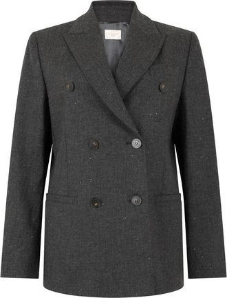 Slowear Dubbelrijige Blazer van Wolmix - Dames - Blazers - Grijs - M - Wol - Jassen