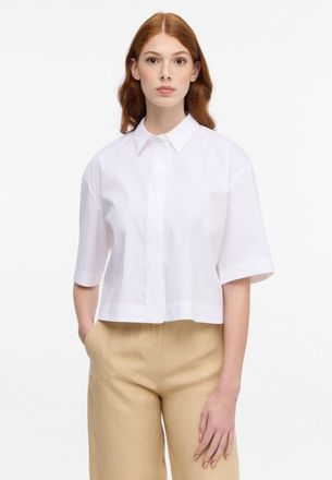 Eterna Hemdbluse ETERNA OVERSIZE FIT, Damen, Gr. 46, weiss (wei&szlig;), 79% Baumwolle, 3% Elasthan, 18% Polyamid, Blusen Hemdbluse, EASY IRON (b&uuml;gelleicht)
