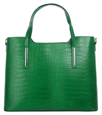 Cluty Henkeltasche CLUTY, Damen, Gr. B/H/T: 37cm x 29cm x 16cm onesize, gr&uuml;n, Leder, Reptilienpr&auml;gung, Taschen Henkeltasche, echt Leder, Made in Italy