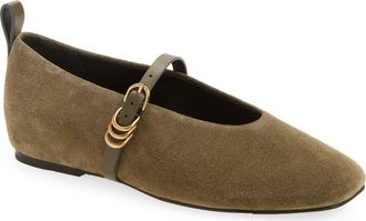 Rag & Bone Spire Mary Jane Flat in Olive Suede at Nordstrom, Size 10.5Us