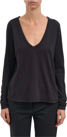 James Perse Tops, Dames, Zwart, S, Mwuc 3225 Long Sleeve Top