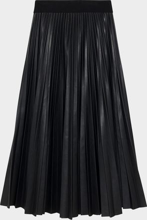 SIMKHAI Kezia Pleated Vegan Leather Midi Skirt