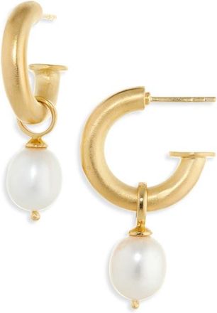 Dean Davidson Siena Baroque Freshwater Pearl Drop Hoop Earrings in Pearl/Gold at Nordstrom