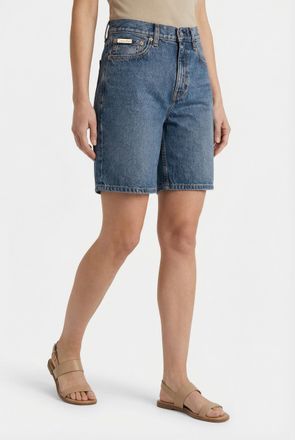 Calvin Klein Jeans Shorts CALVIN KLEIN JEANS HI RISE A-LINE SHORT BLUE CAROLI, Damen, Gr. 25, N-Gr, blau caroline, Denim/Jeans, Obermaterial: 100% Baumwolle, unifarben, 