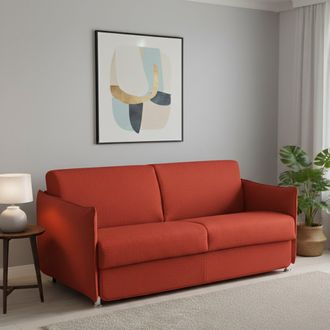 Dmora Sof&aacute; Cama 2 Plazas Follina, Desenfundable, Con Almacenaje Made In Italy, De Apertura Abatible, 160x95 Cm Naranja