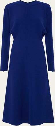 Victoria Beckham Dolman Long-Sleeve Cady Midi Dress