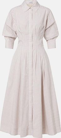 SIMKHAI Jazz gingham cotton-blend shirt dress