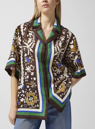 Alemais Womens Maroc painted shapes pure ramie shirt