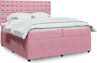 vidaXL Vidaxl - Cama Box Spring Con Colch&oacute;n Terciopelo Rosa 200x200 Cm