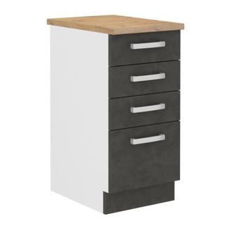 Les Tendances Meuble Bas 4 Tiroirs Avec Plan De Travail - Gris Mat - L 40 X P 51,6 X H 85 Cm - Lassen