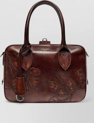 Golden Goose vita laptop bag flower embroidery dual handles