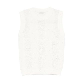 PESERICO Truien & Vesten, Dames, Wit, M, Rondgebreide mouwloze top