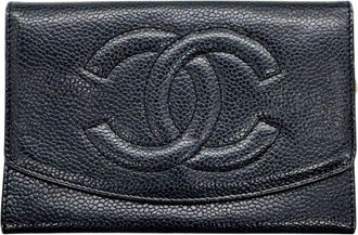 Chanel Black Grained Calfskin Wallet (Bi-Fold) (Pre-Owned)