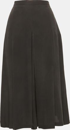 Max Mara Black Crepe Box Pleat Midi Skirt
