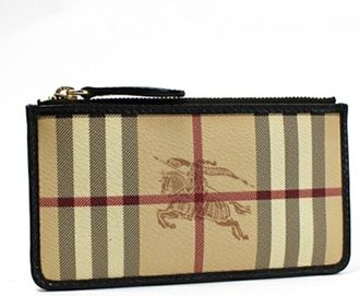 Burberry Beige Brown Leather Pvc Coin Purse/Coin Case (Pre-Owned)