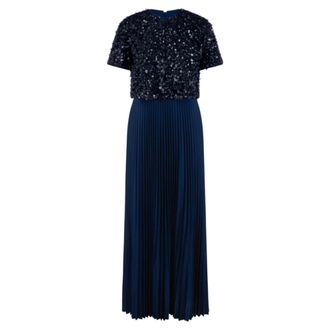 Marc Cain Elegante Maxijurk in Two-in-One Look - Dames - Jurken - Blauw - Maat: XS