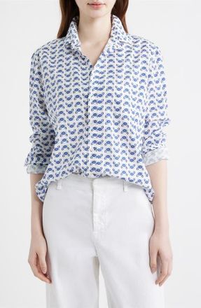Frank & Eileen Eileen Crab Print Relaxed Button-Up Shirt in Blue Crab at Nordstrom, Size Xx-Small
