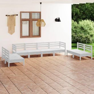 vidaXL Juego De Muebles De Jard&iacute;n 8 Piezas Madera Maciza Pino Blanco Vidaxl