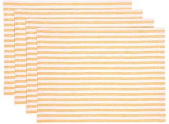 Solino Home Linen Placemats Set of 4, 14 x 19 - Amalfi Stripe in Mustard And White at Nordstrom, Size Medium