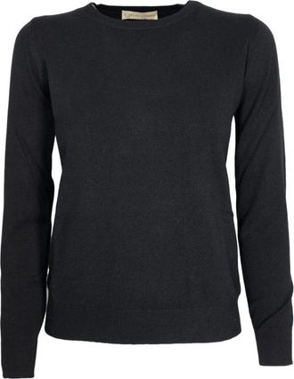 Cashmere Company Zachte Crewneck Cashmere en Wol Trui - Dames - Ronde hals truien - Zwart - L - Wol - Truien & Vesten