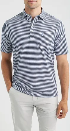 Johnnie-O Jacks Stripe Hangin Out Pocket Polo in Wake at Nordstrom, Size Xx-Large