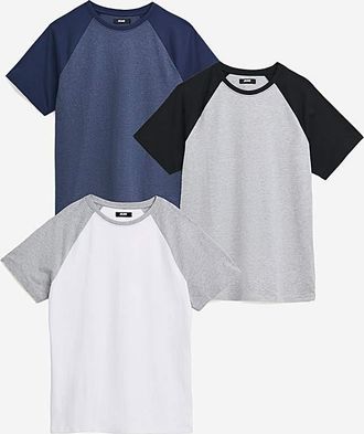Jacamo 3 Pack Raglan T-Shirts Long