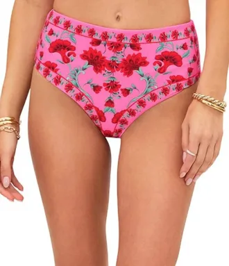 Beach Riot Marcella Bottom In Red Wood Floaral