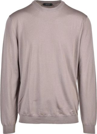 Zanone Grey Fine-Knit Virgin Wool-Blend Crewneck Sweater
