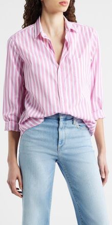 Frank & Eileen Eileen Relaxed Button-Up Shirt in Stripe White/pink at Nordstrom, Size X-Large