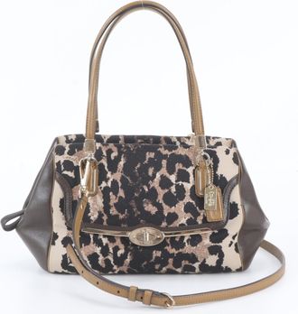 Coach Brown Leather Canvas Handbag Shoulder Bag Tote Bag (Pre-Owned)