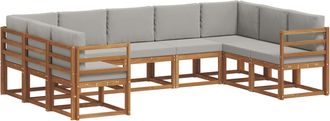 vidaXL Conjunto De Sof&aacute;s De Exterior 9 Uds. Gris Natural Y Claro Vidaxl