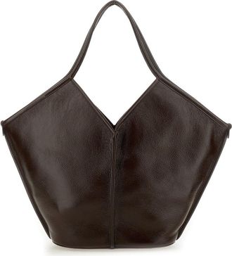 Hereu Distressed Calf Leather Tote Bag with Angular Silhouette