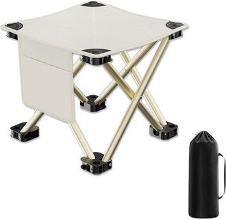 OEM Taburete De Camping, Taburete Plegable Port&aacute;til, Mini Taburete Plegable, Silla Plegable Ligera, Pesca, Barbacoas, Playa, Etc. (blanco Roto)