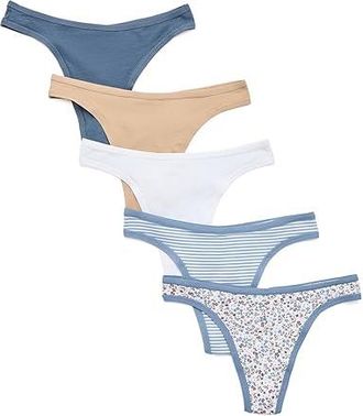 Pact Everyday Classic Thong 5-pack Womens Underwear Everyday Wildflowers : XL, Cotton/Elastane