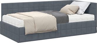 vidaXL Estructura De Cama Esquina Con Colch&oacute;n 2 Uds. Gris Oscuro Vidaxl